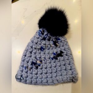 Navy Blue Frost beanie with Navy pom